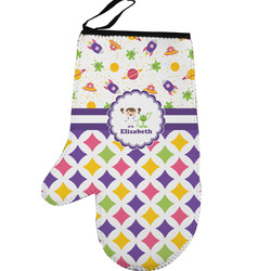 Girl's Space & Geometric Print Left Oven Mitt (Personalized)