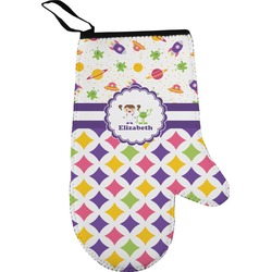 Girl's Space & Geometric Print Right Oven Mitt (Personalized)