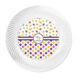 Girl's Space & Geometric Print Plastic Party Dinner Plates - 10" (Personalized)