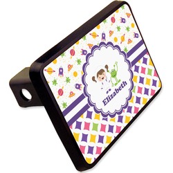Girl's Space & Geometric Print Rectangular Trailer Hitch Cover - 2" (Personalized)