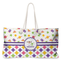 Girl's Space & Geometric Print Large Tote Bag with Rope Handles (Personalized)