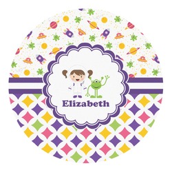 Girl's Space & Geometric Print Round Decal (Personalized)