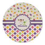 Girl's Space & Geometric Print Round Linen Placemat (Personalized)