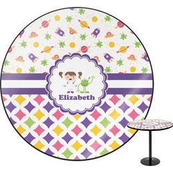 Girl's Space & Geometric Print Round Table - 30" (Personalized)