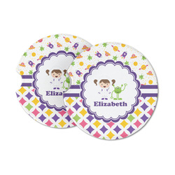 Girl's Space & Geometric Print Sandstone Car Coasters (Personalized)