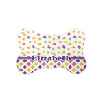 Girl's Space & Geometric Print Bone Shaped Dog Food Mat (Small) (Personalized)