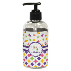 Girl's Space & Geometric Print Plastic Soap / Lotion Dispenser (8 oz - Small - Black) (Personalized)