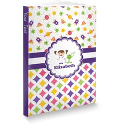 Girl's Space & Geometric Print Softbound Notebook - 7.25" x 10" (Personalized)