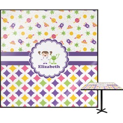 Girl's Space & Geometric Print Square Table Top - 30" (Personalized)