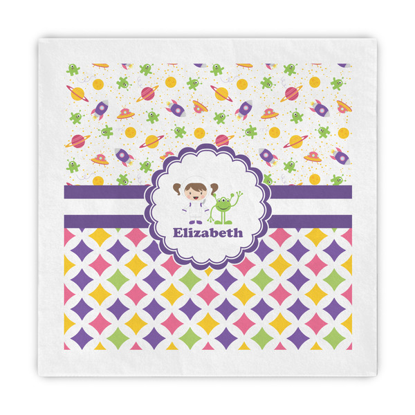 Custom Girl's Space & Geometric Print Standard Decorative Napkins (Personalized)