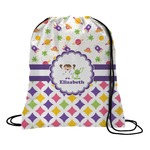 Girl's Space & Geometric Print Drawstring Backpack (Personalized)