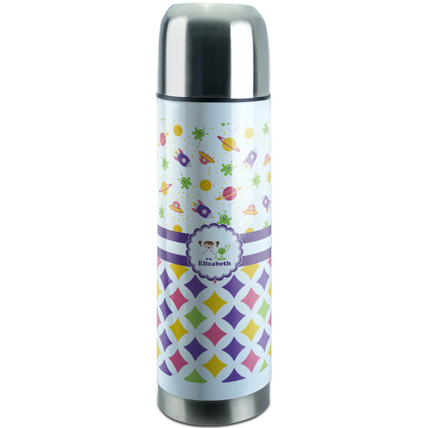 Custom Girl's Space & Geometric Print Stainless Steel Thermos (Personalized)