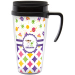 Girl's Space & Geometric Print Acrylic Travel Mug with Handle (Personalized)