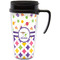 Girl's Space & Geometric Print Travel Mug with Black Handle - Front