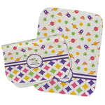 Girl's Space & Geometric Print Burp Cloths - Fleece - Set of 2 w/ Name or Text