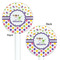 Girl's Space & Geometric Print White Plastic 5.5" Stir Stick - Double Sided - Round - Front & Back