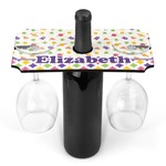 Girl's Space & Geometric Print Wine Bottle & Glass Holder (Personalized)