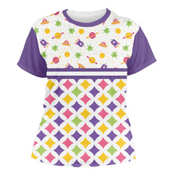 Girl's Space & Geometric Print Women's Crew T-Shirt - Medium