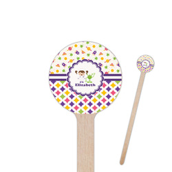 Girl's Space & Geometric Print 7.5" Round Wooden Stir Sticks - Double Sided (Personalized)