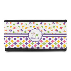 Girl's Space & Geometric Print Leatherette Ladies Wallet (Personalized)