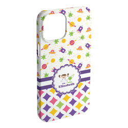 Girl's Space & Geometric Print iPhone Case - Plastic (Personalized)