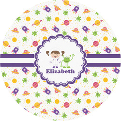 Girls Space Themed Multipurpose Round Labels - 1" (Personalized)