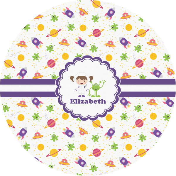 Custom Girls Space Themed Multipurpose Round Labels - Custom Sized (Personalized)