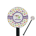 Girls Space Themed 5.5" Round Plastic Stir Sticks - Black - Double Sided (Personalized)