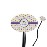 Girls Space Themed 7" Oval Plastic Stir Sticks - Black - Double Sided (Personalized)