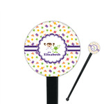 Girls Space Themed 7" Round Plastic Stir Sticks - Black - Single Sided (Personalized)