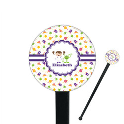 Girls Space Themed 7" Round Plastic Stir Sticks - Black - Double Sided (Personalized)