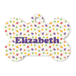 Girls Space Themed Bone Shaped Dog ID Tag - Large (Personalized)