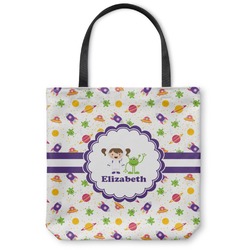 Girls Space Themed Canvas Tote Bag - Small - 13"x13" (Personalized)