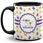 Girls Space Themed 11 Oz Coffee Mug - Black (Personalized)