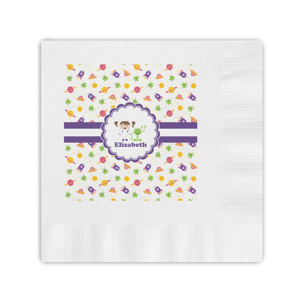 Custom Girls Space Themed Coined Cocktail Napkins (Personalized)