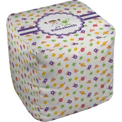 Girls Space Themed Cube Pouf Ottoman - 18" (Personalized)