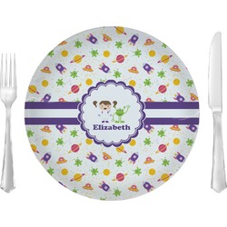 Girls Space Themed Glass Lunch / Dinner Plate 10" (Personalized)