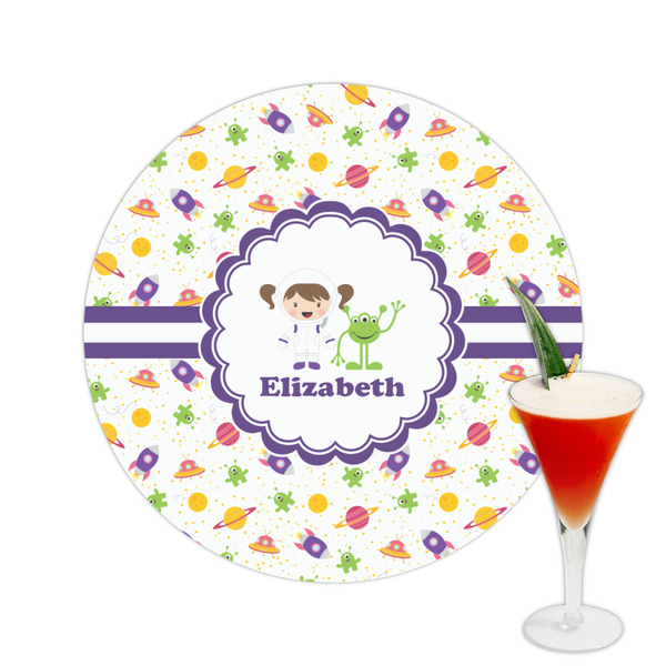 Custom Girls Space Themed Printed Drink Topper -  2.5" (Personalized)