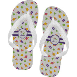 Girls Space Themed Flip Flops - Large (Personalized)