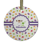 Girls Space Themed Flat Glass Ornament - Round w/ Name or Text