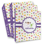 Girls Space Themed 3 Ring Binder - Full Wrap (Personalized)