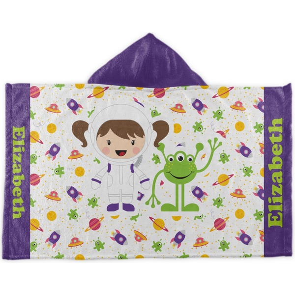 Custom Girls Space Themed Kids Hooded Towel (Personalized)