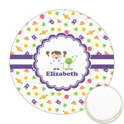 Girls Space Themed Printed Cookie Topper - 2.5" (Personalized)
