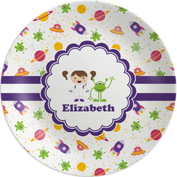Girls Space Themed Melamine Salad Plate - 8" (Personalized)