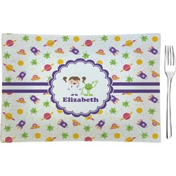 Girls Space Themed Glass Rectangular Appetizer / Dessert Plate (Personalized)