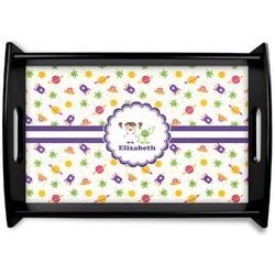 Girls Space Themed Black Wooden Tray - Small (Personalized)