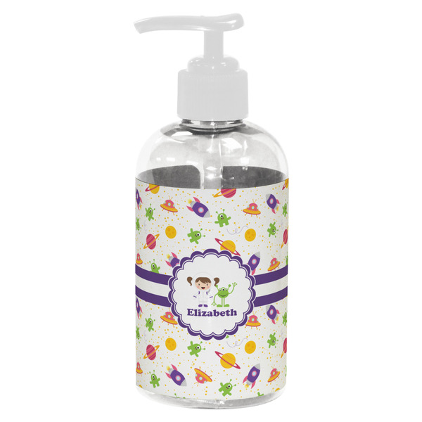 Custom Girls Space Themed Plastic Soap / Lotion Dispenser (8 oz - Small - White) (Personalized)