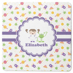 Girls Space Themed Square Rubber Backed Coaster (Personalized)