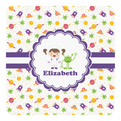 Girls Space Themed Square Decal - Large (Personalized)
