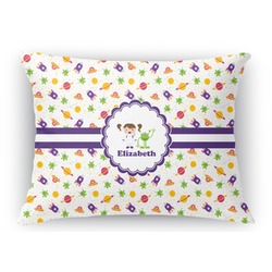 Girls Space Themed Rectangular Throw Pillow Case - 12"x18" (Personalized)